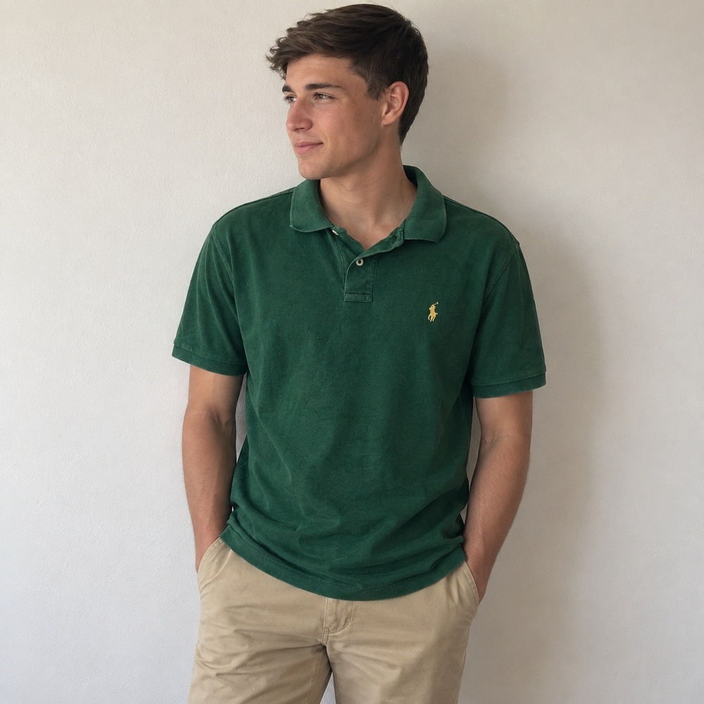Polo Ralph Lauren Mens Classic Fit Shirt XL Green Pique Preppy Old Money